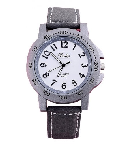 W1878 - PU leather strap white dial watch